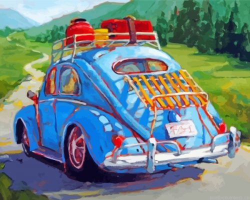 Vintage Blue Mini Car Painting By Numbers.png