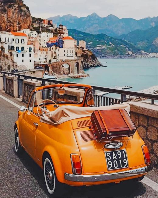 Vintage Car In Amalfi Coast Painting By Numberss.png