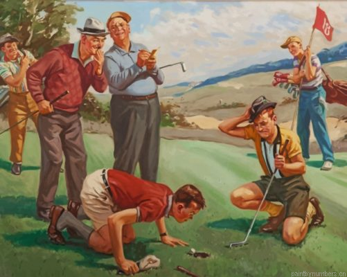 Vintage Golf Scene Painting By Numbers.png