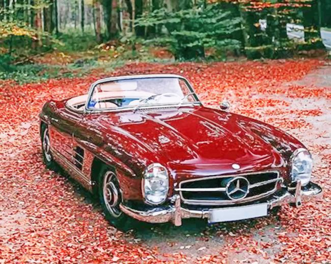 Vintage Mercedes Roadster Maroon Cars Painting By Numberss.png