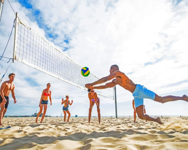 Volley Ball In The Beach Painting By Numbers.png