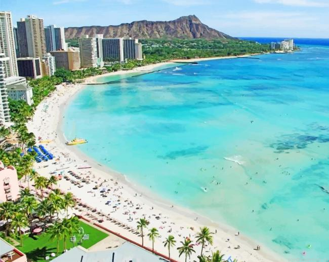 Waikiki Beach Hawaii Seascapes Painting By Numberss.png