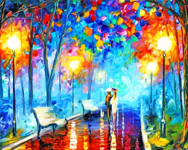 Walk In Park Colorful Art Painting By Numbers.png