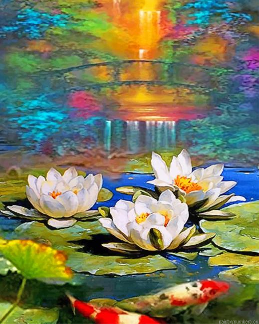 Water Lilies Plants Painting By Numberss.png