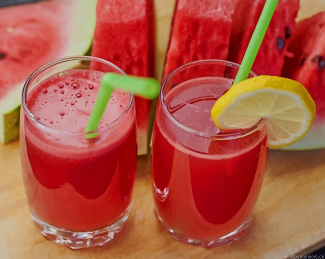 Water Melon Juice Drinks Painting By Numberss.png