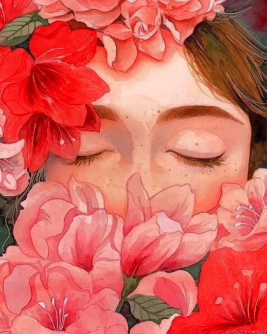 Watercolor Floral Girl Painting By Numbers.png