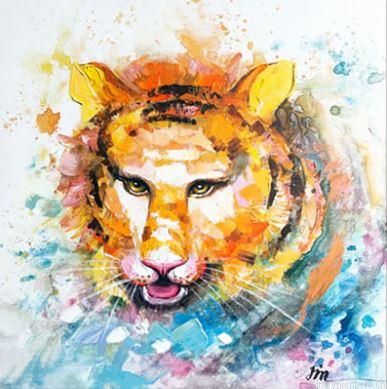 Watercolor Tiger Animals Painting By Numbers.png