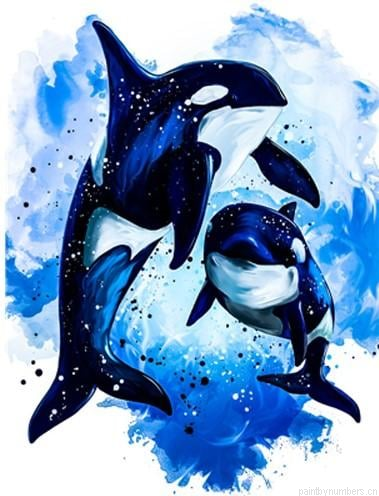 Watercolor Whales Fishes Painting By Numbers.png