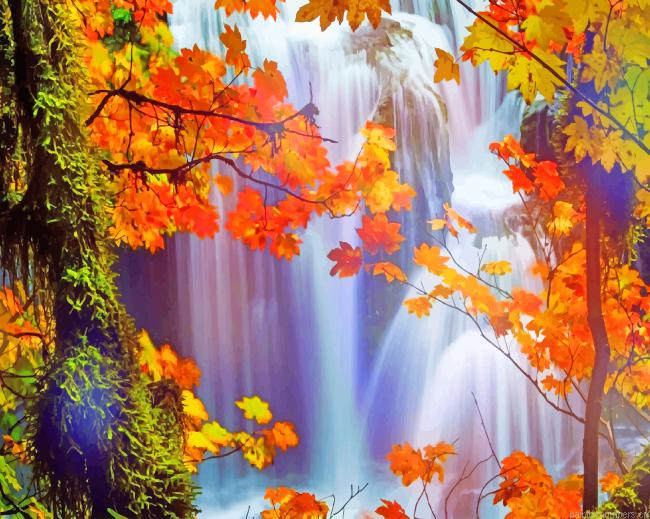 Waterfall Autumn Painting By Numberss.png