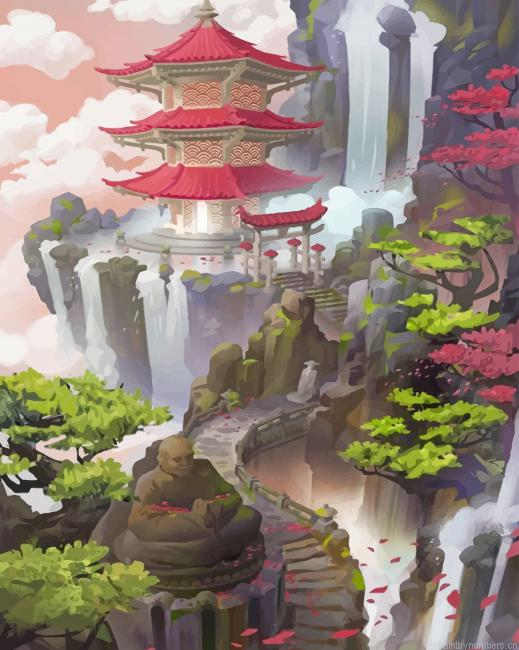 Waterfall Japan Nature Painting By Numberss.png