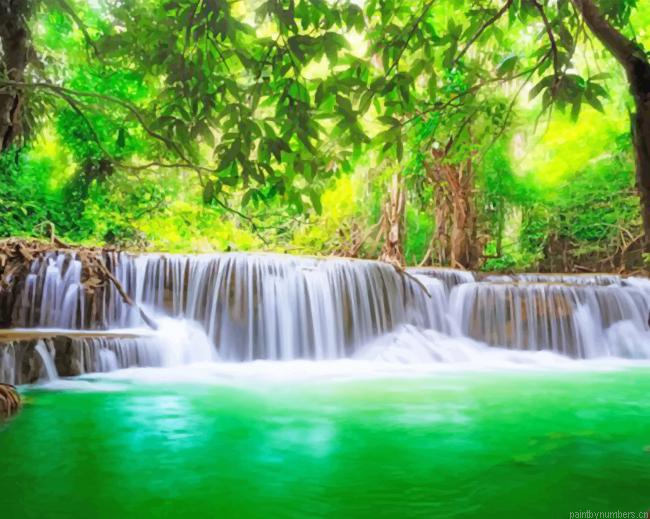 Waterfall Jungle Nature Painting By Numberss.png