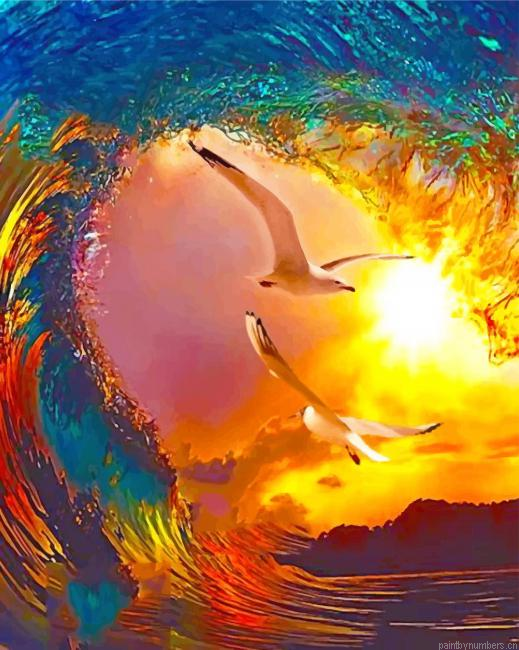 Wave Sunset Seascapes Painting By Numberss.png