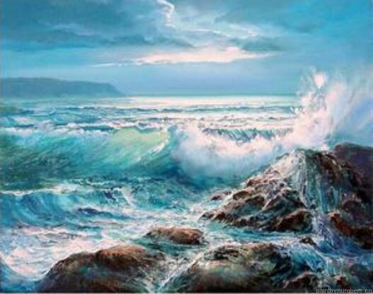 Waves Crashing On Rocks Seascapes Painting By Numbers.png