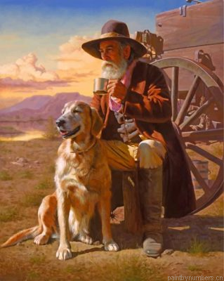 Western Old Man And His Dog Painting By Numbers.png