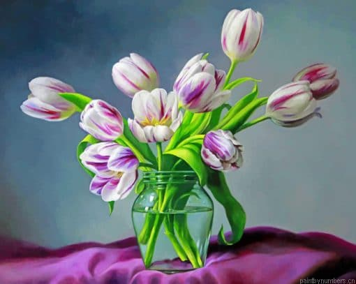 White And Purple Tulips Glass Painting By Numbers.png