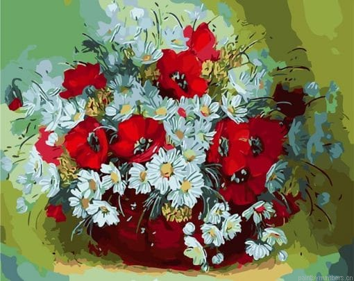 White And Red Daisies Painting By Numberss.png
