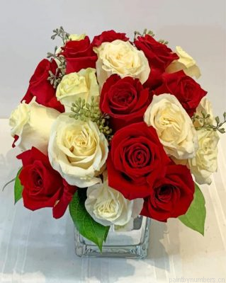 White And Red Roses Vase Painting By Numbers.png