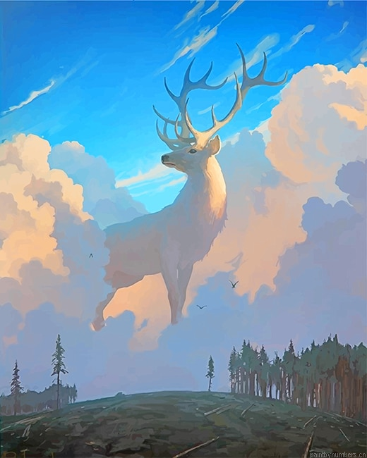 White Deer Animals Painting By Numberss.png