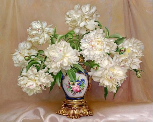 White Flowers In A Ginger Jar Vase Painting By Numberss.png