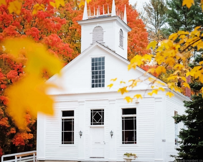White House With Autumn Leaves Painting By Numbers.png