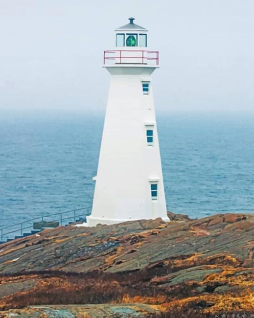 White Lighthouse On Beach Painting By Numberss.png