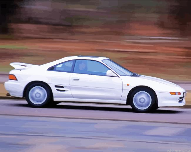 White Mr2 Car Painting By Numberss.png