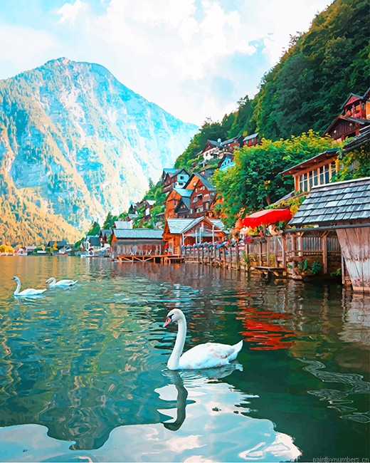 White Snow Hallstatt Austria Painting By Numbers.png