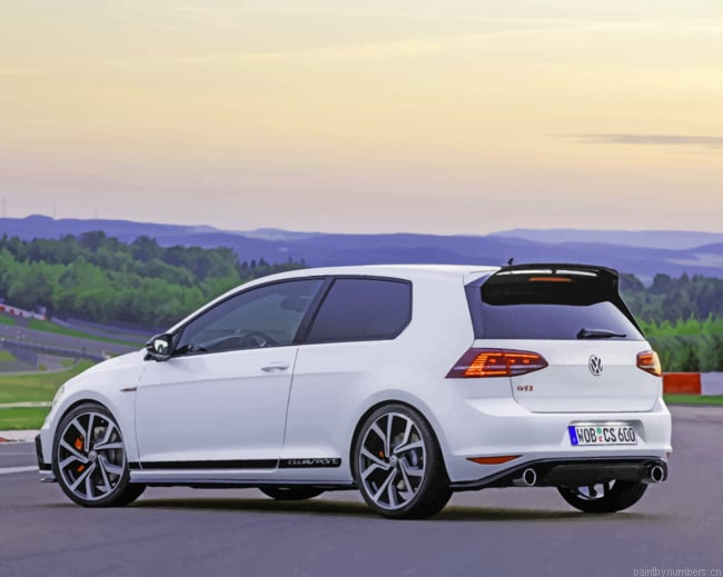 White Volkswagen Golf Cars Painting By Numberss.png