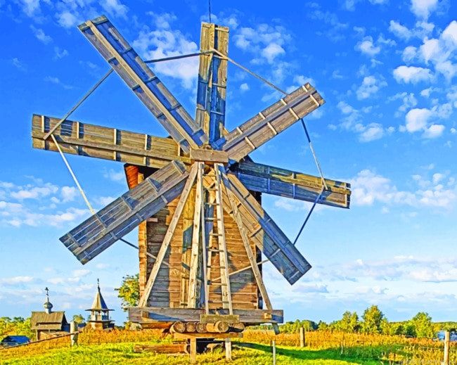 Windmill In Farmlands Painting By Numberss.png