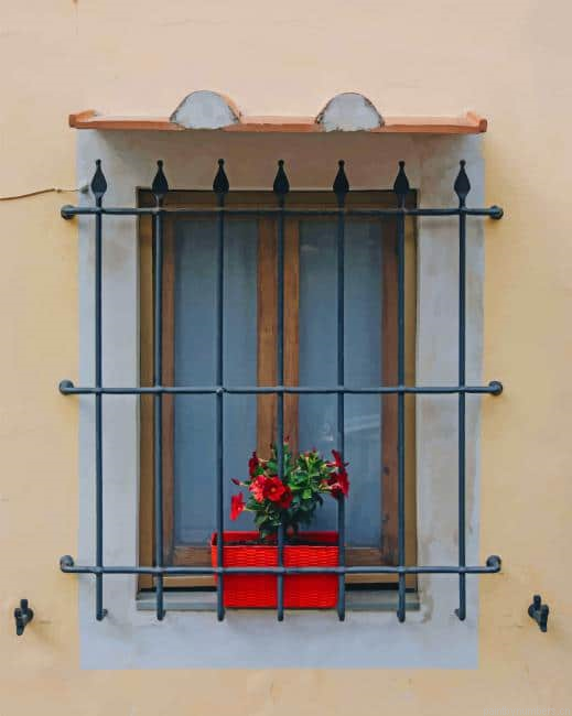 Window With Flowers Vase Painting By Numberss.png