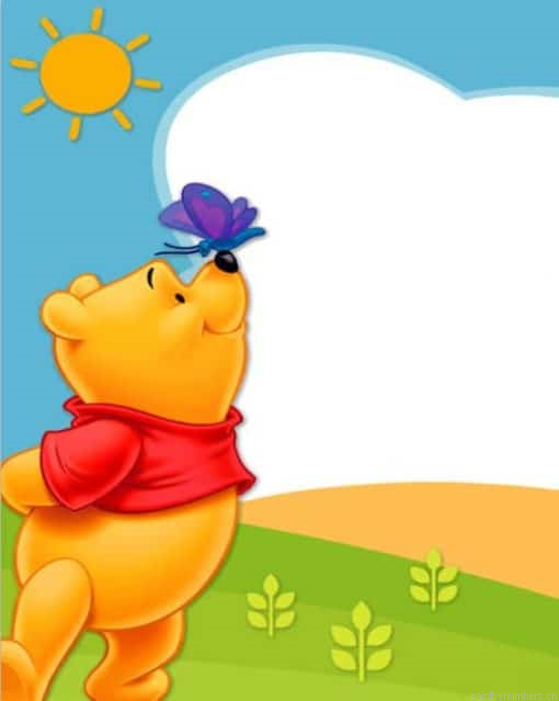 Winnie The Pooh And Butterfly Cartoons Painting By Numberss.png
