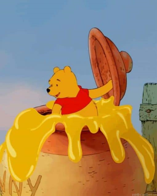 Winnie The Pooh In Honey Cartoons Painting By Numberss.png