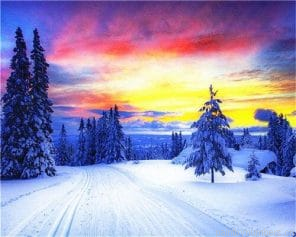 Winter And Sunset Landscapes Painting By Numberss.png