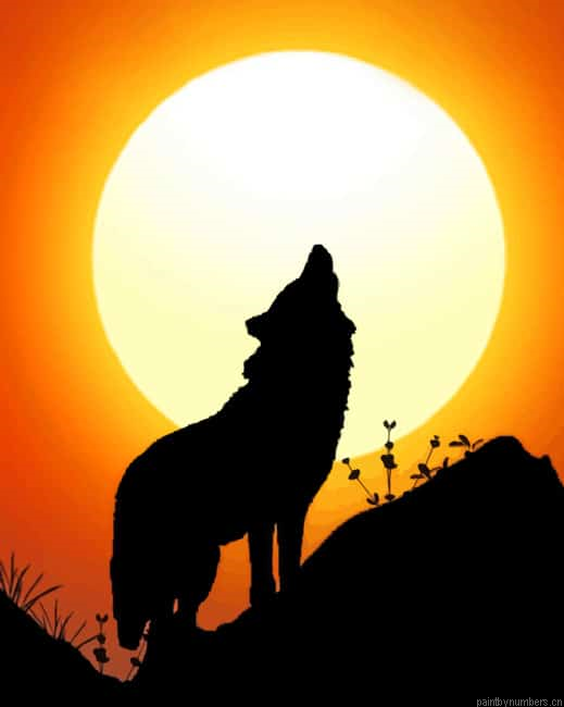 Wolf Silhouette Animals Painting By Numberss.png