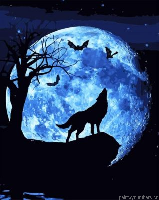 Wolf With Moon Silhouette Painting By Numbers.png