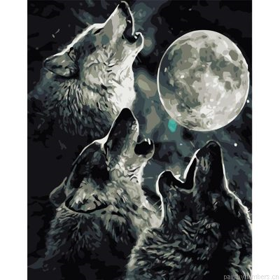 Wolves Howling At The Moon Painting By Numbers.png