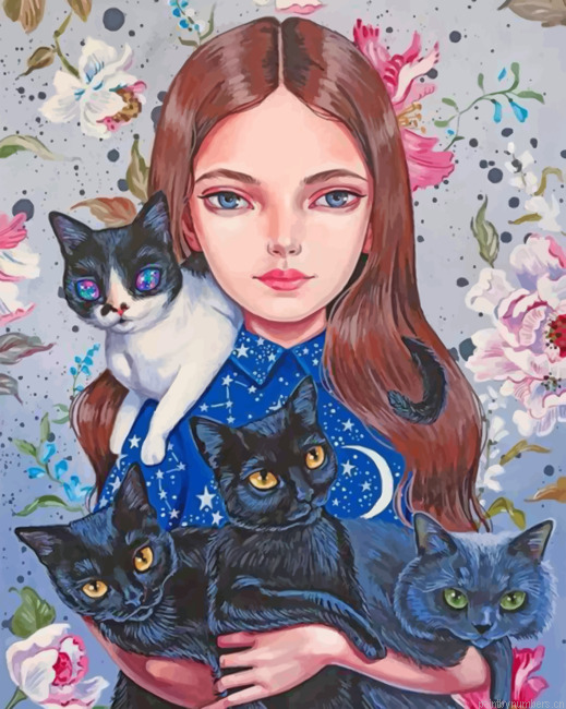 Woman And Cats Painting By Numbers.png