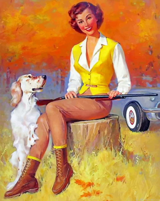 Woman And Her Dog Painting By Numberss.png