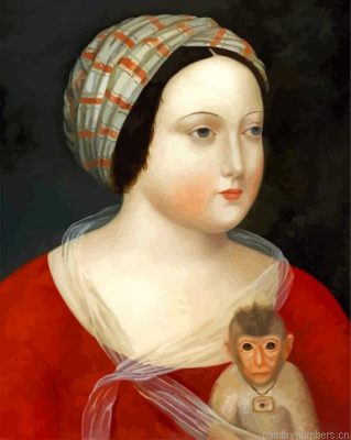 Woman And Her Little Monkey Painting By Numbers.png