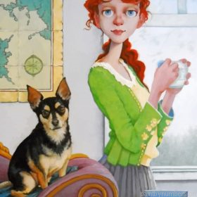 Woman And Her Pet Painting By Numbers.png