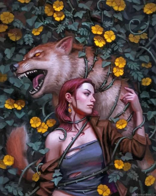 Woman And Her Wolf Painting By Numberss.png