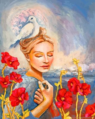 Woman And Pigeon Painting By Numbers.png