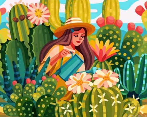 Woman And Plants Painting By Numbers.png