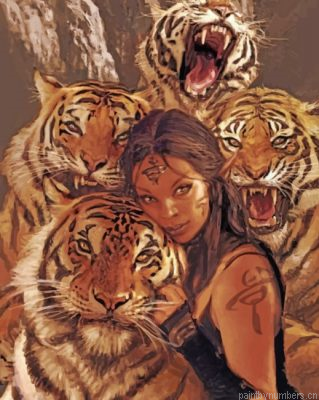 Woman And Tigers Painting By Numbers.png
