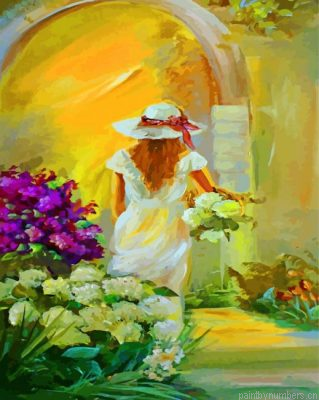 Woman And White Flowers Painting By Numbers.png