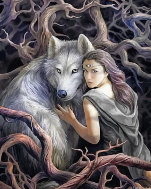 Woman And Wolf Painting By Numberss.png