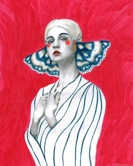 Woman Butterfly Painting By Numberss.png