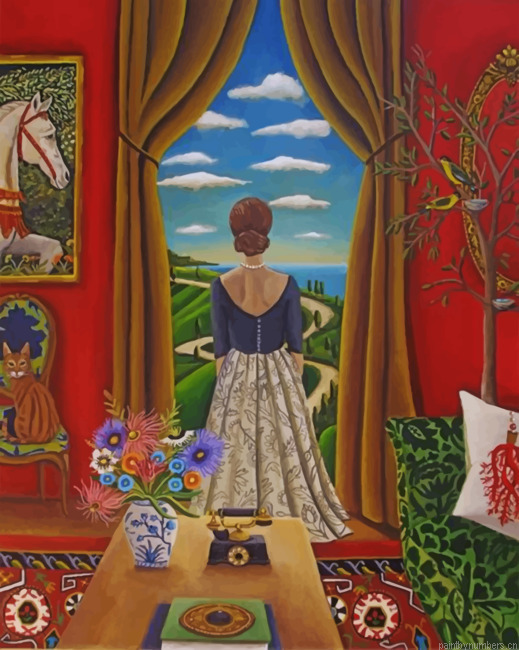 Woman Contemplating The Nature Painting By Numbers.png