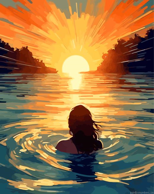 Woman Contemplating The Sunset Painting By Numberss.png