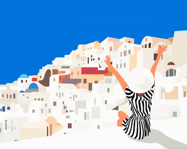 Woman Enjoying Greece Travel Painting By Numberss.png